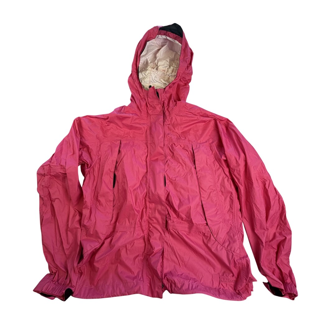 L.L.Bean Jacket Womens Small Pink Hooded Nylon Lightweight Windbreaker Hiking